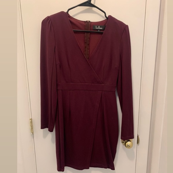 Lulu’s maroon/plum long sleeve mini dress - Picture 4 of 5